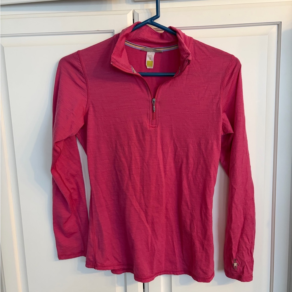 Women’s Pink Smartwool 1/4 Zip Wool Long Sleeve Shirt / Base Layer 150